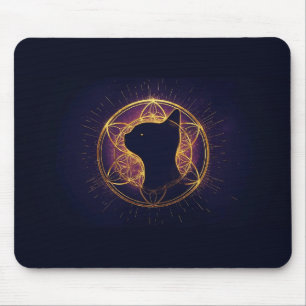 Tapis De Souris Félin mystique au sein du cercle sacré