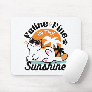 Tapis De Souris Feline fin au soleil - Chat Tropical relaxé