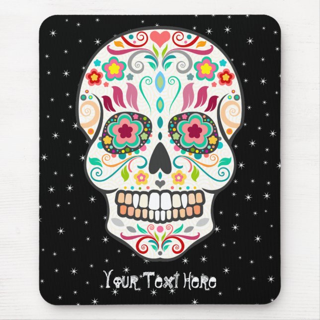 Tapis De Souris Feliz Muertos - crâne fait sur commande Mousepad (Devant)
