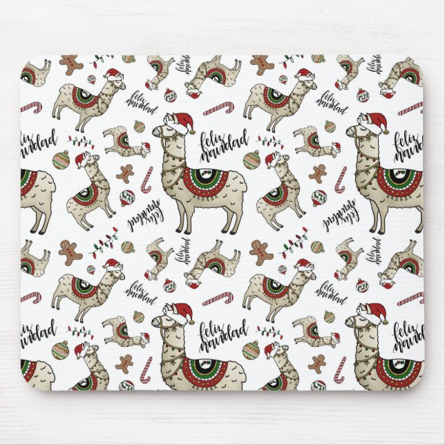 Tapis De Souris Feliz Navidad Llama Mousepad (Devant)