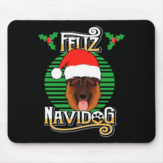 Tapis De Souris Feliz Navidog German Shepherd Dog Holiday Merry Ch (Devant)