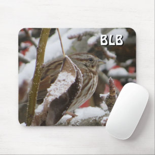 Tapis De Souris Female House Sparrow en hiver with your
