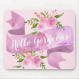 Tapis De Souris Féminin Chic Fleurs Rose pâle Bonjour Magnifique