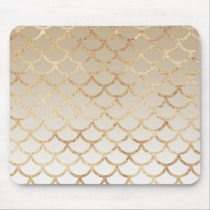 Tapis De Souris Féminin et glamour ombré or sirène paillettes scin