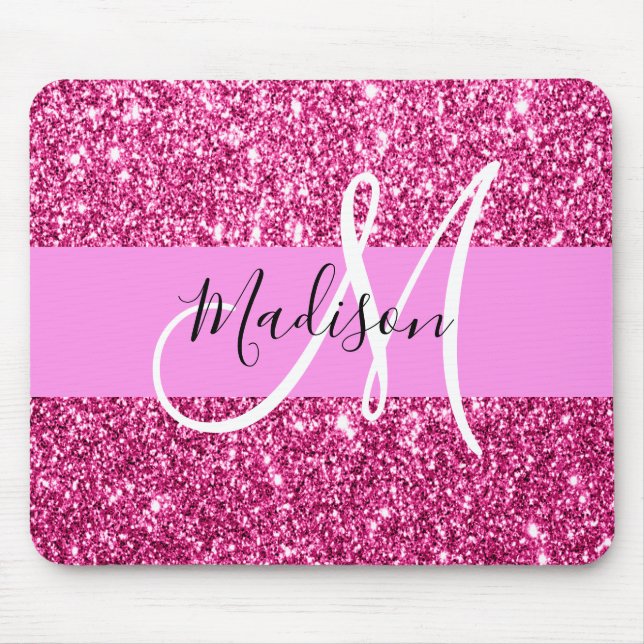 Tapis De Souris Féminin et glamour rose paillettes scintillantes m (Devant)
