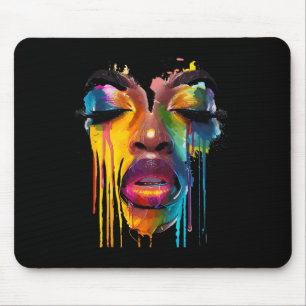 Tapis De Souris Femme africaine cool visage peint couleur afro Jun