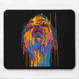 Tapis De Souris Femme africaine cool visage peint de couleur afro