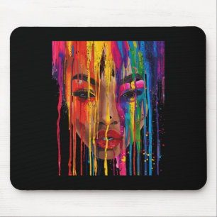 Tapis De Souris Femme africaine cool visage peint de couleur afro