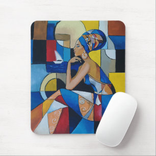 Tapis de souris femme africaine cubiste Déco géo