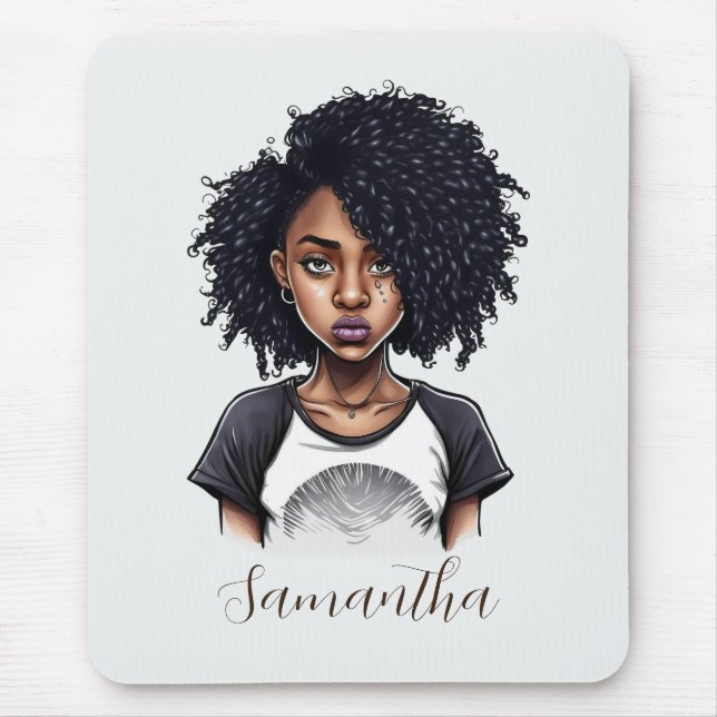 Tapis De Souris Femme afro chic et classique (Devant)
