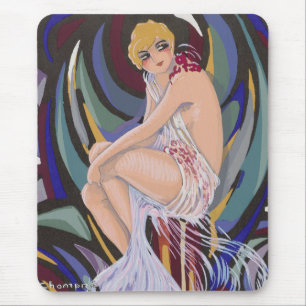 Tapis De Souris Femme Art Déco Vintage avec Draperies par S. Chomp