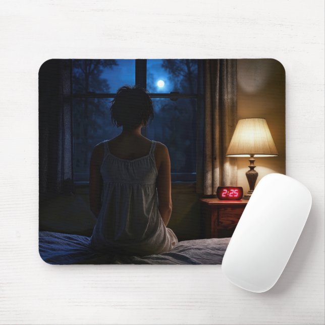 Tapis De Souris Femme assise sur son lit (Avec souris)