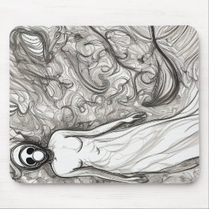 Tapis De Souris Femme au masque à gaz