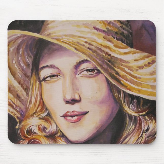 Tapis De Souris Femme avec le casquette (Devant)