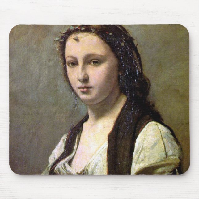 Tapis De Souris Femme avec perle, Camille Corot, 1868-1870 (Devant)