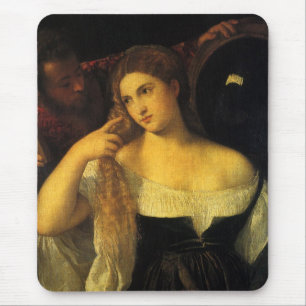 Tapis De Souris Femme avec un miroir par Titien, Renaissance vinta