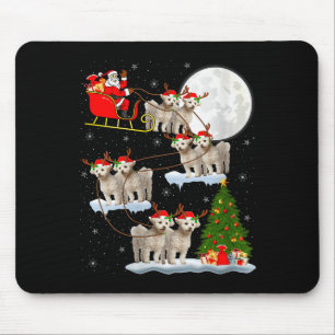 Tapis De Souris Femme Bichon Frise Chien Père Noël Traîneau Volant