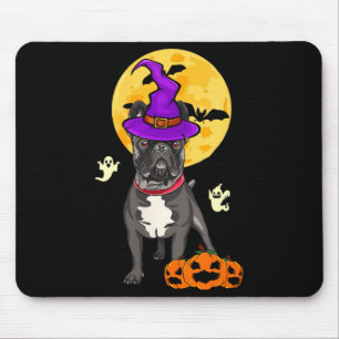 Tapis De Souris Femme Bulldog Français Noir Sorcière Halloween