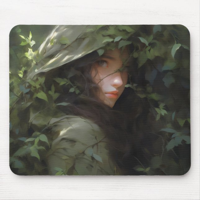 Tapis De Souris Femme d'anime de la forêt (Devant)