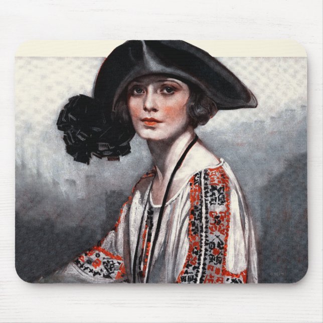 Tapis De Souris Femme dans le chemisier brodé (Devant)