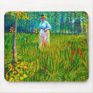 Tapis De Souris Femme dans le jardin par Vincent van Gogh