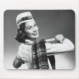 Tapis De Souris Femme dans un casquette