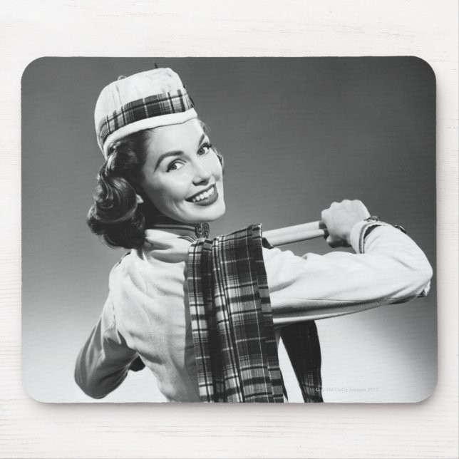 Tapis De Souris Femme dans un casquette (Devant)