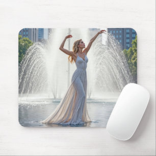 Tapis De Souris Femme dansant dans un bassin de ville