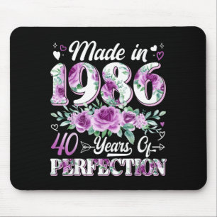 Tapis De Souris femme de 40 ans fabriquée en 1986 florale 40e anni