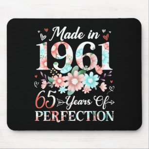 Tapis De Souris femme de 65 ans fabriquée en 1961 florale 65e anni