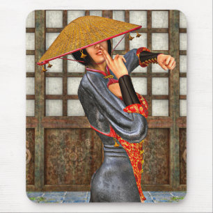Tapis De Souris Femme de combat asiatique