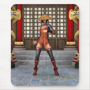 Tapis De Souris Femme de combat asiatique