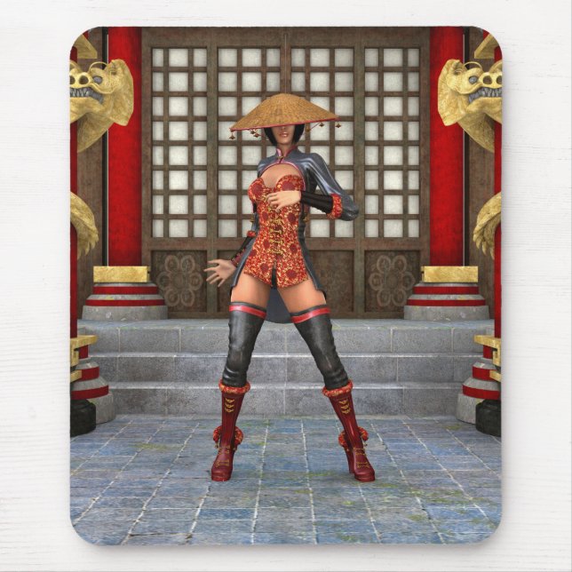 Tapis De Souris Femme de combat asiatique (Devant)