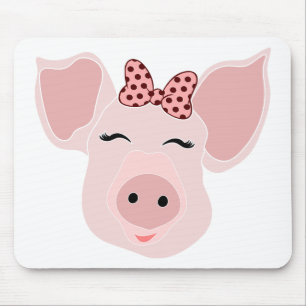 Tapis De Souris Femme de fermier amoureuse des cochons mignons Fil