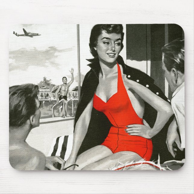 Tapis De Souris Femme d'un rouge ardent (Devant)