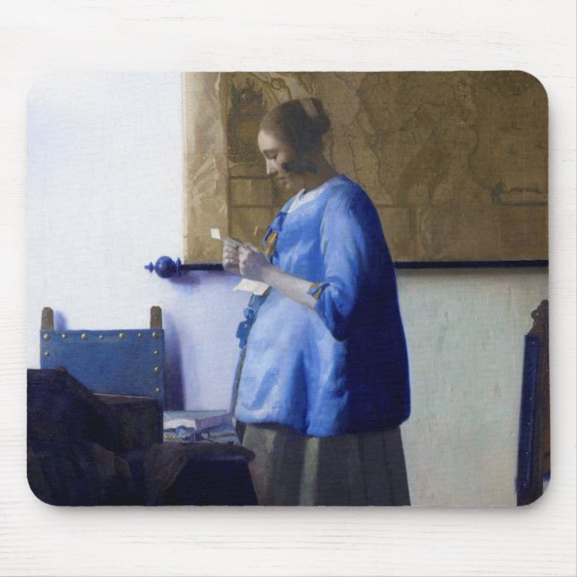 Tapis De Souris Femme en bleu, Johannes Vermeer (Devant)