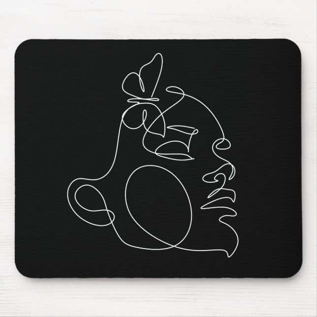 Tapis De Souris Femme Face Line Art (Devant)