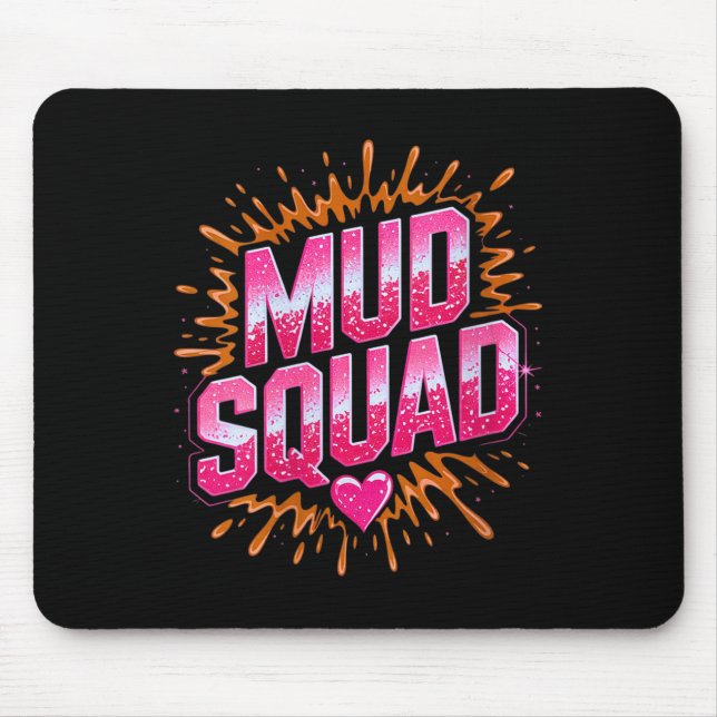 Tapis De Souris Femme Femme Muddy Mud Run Squad Mudding Courir (Devant)