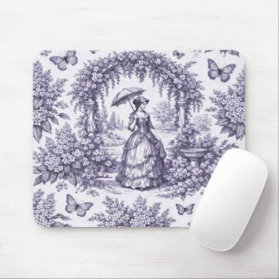 Tapis De Souris Femme française dans un jardin Toile de Jouy