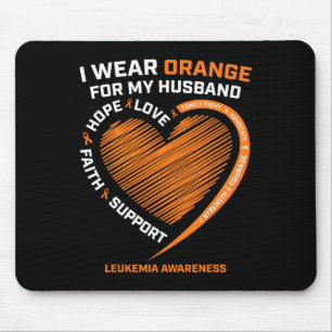 Tapis De Souris Femme Je Porte De L'Orange Pour Mon Mari Leukemia