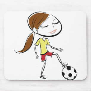 Tapis De Souris Femme jouant au football