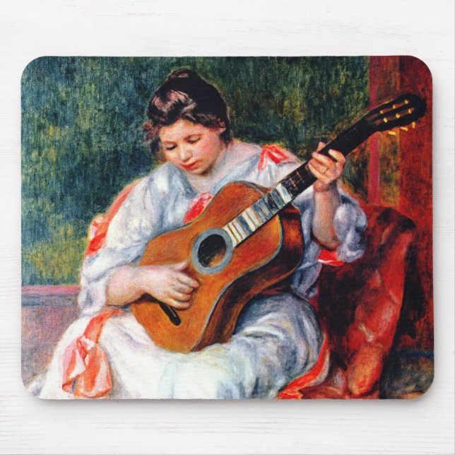 Tapis De Souris Femme jouant la guitare par Pierre Renoir (Devant)