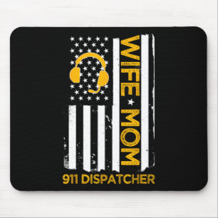 Tapis De Souris Femme Maman 911 Dispatcher Us Flag Independence Da