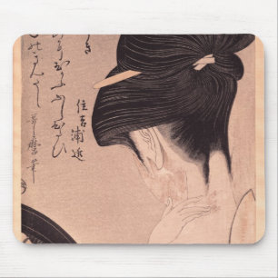 Tapis De Souris Femme mettant sur le maquillage