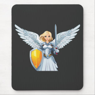 Tapis De Souris Femme mignonne d'Ange avec des ailes ouvertes