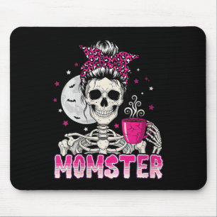 Tapis De Souris Femme Momster Crâne Maman Café Lover Halloween Me