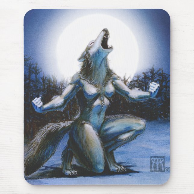 Tapis De Souris Femme Mousepad de loup-garou (Devant)