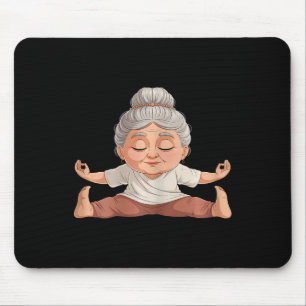 Tapis De Souris Femme Mûre Sportive Lance Art Yoga Relaxé