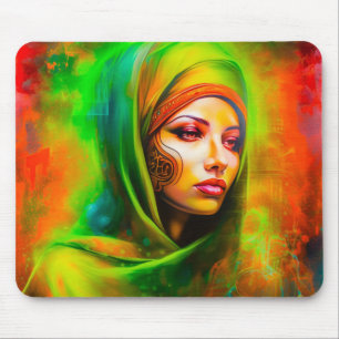 Tapis De Souris Femme mystique aux couleurs du néon