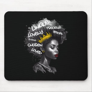 Tapis De Souris Femme noire afro fabuleuse avec des mots stimulant